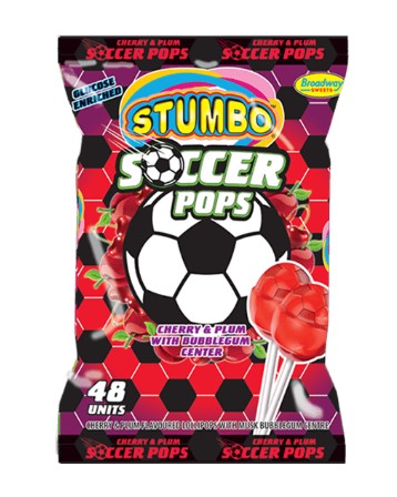 Stumbo Soccer Pops Cherry & Plum Lollipops 48